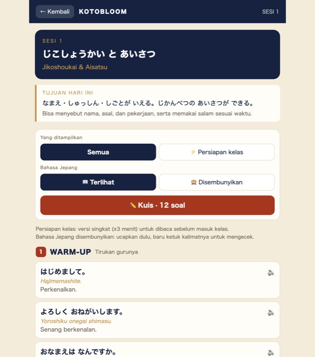 Contoh aplikasi belajar KotoBloom